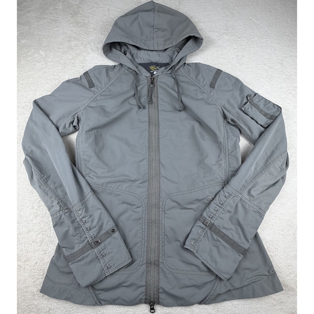 MOUNTAIN HARWEAR Women's Gray Hooded Urbanite Travelers Jacket Full Zip Sz 10‎